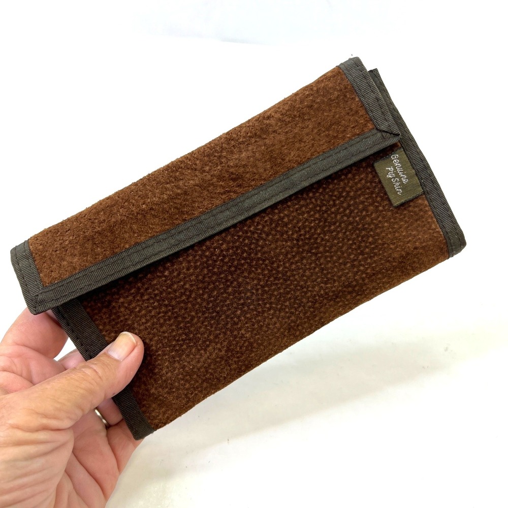 Vintage Pigskin Leather Wallet Made in Taiwan ROC Brown Trifold Card Holder Soft